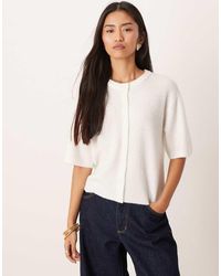 Jdy - Cárdigan Blanco De Manga Corta De Punto Con Lana - Lyst