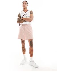 ASOS - Smart Linen Blend Cropped Bermuda Shorts - Lyst