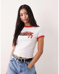 ASOS - Ringer Baby Tee With 77 Car Graphic - Lyst