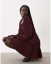 Miss Selfridge - Long Sleeve Tie Smock Mini Dress - Lyst