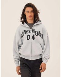 Bershka - Boxy Zip-Up Print Sweatshirt - Lyst