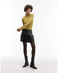 ASOS - Pu Pleated Mini Skirt - Lyst