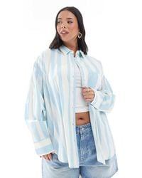 ASOS - Asos Design Curve Linen Blend Oversized Shirt - Lyst