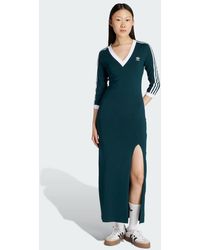 adidas Originals - Vestido Largo Verde Hiedra Aurora Y Blanco Clásico Con Detalle De 3 Rayas Adicolor De - Lyst