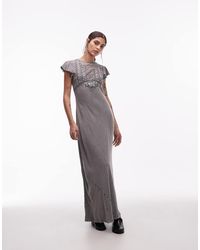 ASOS - High Neck Maxi Dress With Frill Sleeve And Lace Inserts - Lyst