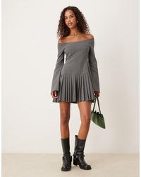 ASOS - Long Sleeve Pleated Skirt Mini Dress - Lyst
