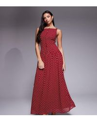 Kaiia - Exclusive High Square Neck Button Up Dropped Waist Maxi Dress - Lyst