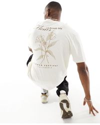 ASOS - Camiseta blanca extragrande con estampado floral en la espalda - Lyst