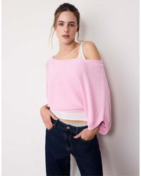 Stradivarius - Boat Neck Knit Jumper With Overlay - Lyst