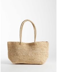 Mango - – handtasche aus 100% stroh - Lyst