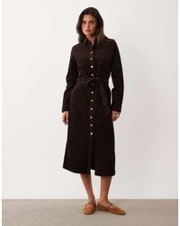 Nobody's Child - Noah Cord Spread Collar Tie Waist Button Down Midi Shirt Dress - Lyst