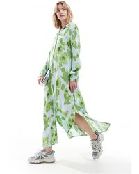 SELECTED - Vinny - robe longue à imprimé multicolore - vert - Lyst