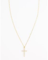 Lovisa - Collar Con Colgante De Cruz Engastada De Plata De Ley Chapada En Oro De - Lyst