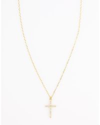 Lovisa - Vergulde Ketting Van Sterling Zilver Met Pavé Kruishangertje - Lyst