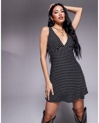 Princess Polly - Nellie Plunge Neck Tie Back Detail Mini Dress - Lyst