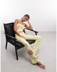 I.AM.GIA - Daisy Cotton Rich Contrast Floral Cutout Flared Trousers Co-ord - Lyst