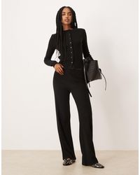 ASOS - Co-Ord Knitted Wide Leg Rib Trousers - Lyst