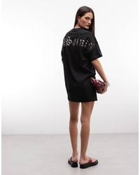 AllSaints - Fuse Leopard Print Back Graphic Mini T-shirt Dress - Lyst