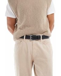 Levi's - Cinturón Negro De Cuero Con Hebilla Con Logo Plateada Loire De - Lyst