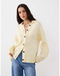 ASOS - Knit Collar Shirt Cardigan With Seam Detail - Lyst