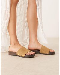 Mango - Suede Flat Mule - Lyst