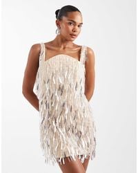 ASOS - Curved Neck Allover Embellished Mini Dress - Lyst