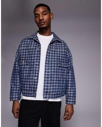 HUGO - Nial Relaxed Fit Check Denim Jacket - Lyst