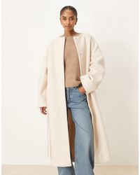 ASOS - – kragenloser, eleganter longline-mantel aus bouclé - Lyst