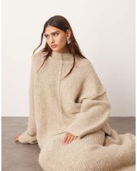 ARRANGE - Pull d'ensemble en maille à coutures apparentes contrastantes - taupe - Lyst