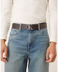 Calvin Klein - Real Leather Belt With Silver Buckle - Lyst
