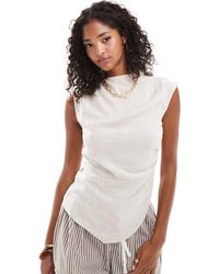 ASOS - Linen Drape High Neck Asymmetric Smart Top - Lyst