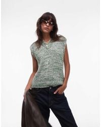 TOPSHOP - Knitted V-neck Multi Chenille Vest - Lyst
