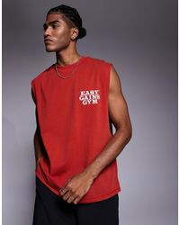 4505 - Camiseta Deportiva Lavado Extragrande Sin Mangas Con Estampado Gráfico En El Pecho Y Acabado De Secado Rápido De Algodón De - Lyst