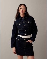 ASOS - Cropped Denim Jack Met Spoeling - Lyst