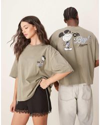 ASOS - Uniseks Oversized Recht T-Shirt Met Disney Mickey Mouse-Prints - Lyst