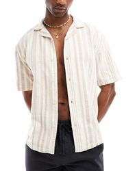 Pull&Bear - Revere Neck Stripe Shirt - Lyst