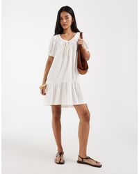 ONLY - Linen Blend Dropped Hem Mini Dress - Lyst