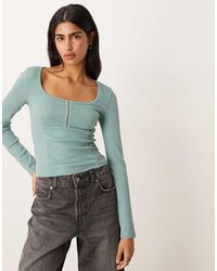 ASOS - Scoop Neck Long Sleeve Top With Seam Detail - Lyst
