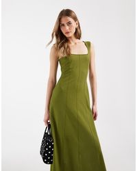 ASOS - Square Neck Seam Detail Midi Dress - Lyst