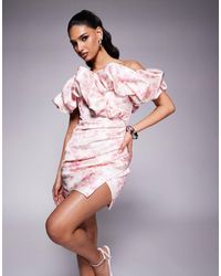 Lavish Alice - – bardot-minikleid aus verstärktem satin - Lyst