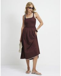 River Island - Pleated Poplin Midi Dress - Lyst
