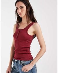 ASOS - Ribbed Scoop Neck Henley Vest - Lyst