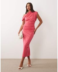 ASOS - Asymmetric Off Shoulder Midi Dress - Lyst