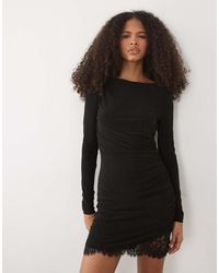Forever New - Jersey Long Sleeve Lace Hem Mini Dress - Lyst