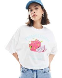 ONLY - T-Shirt Taglio Corto Bianca Con Grafica "Paradise" - Lyst