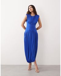 ARRANGE - Gathered Drape Maxi Dress With Cinched Waist - Lyst