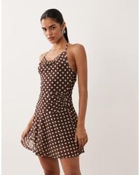New Look - Polka Dot Halter Neck Mini Dress - Lyst