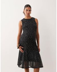 Mama.licious - Mamalicious maternity - robe mi-longue sans manches en tulle à pois - et blanc - Lyst