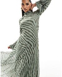 ASOS - High Neck Long Sleeve A-line Maxi Dress - Lyst