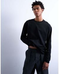 TOPMAN - Relaxed Cropped Fit Long Sleeve T-Shirt - Lyst